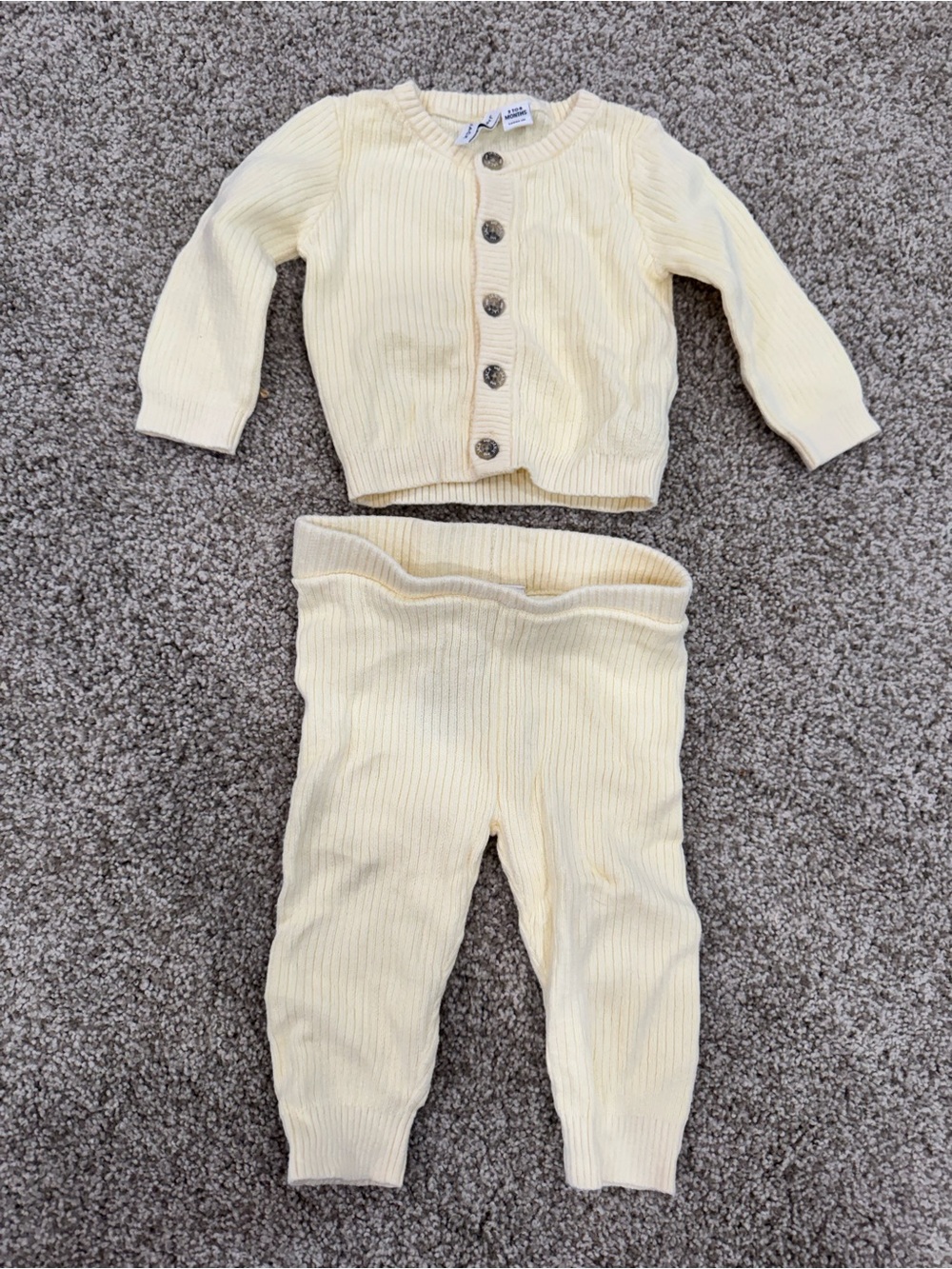 Janie and Jack Cream Ribbed Knit Cardigan & Leggings Set